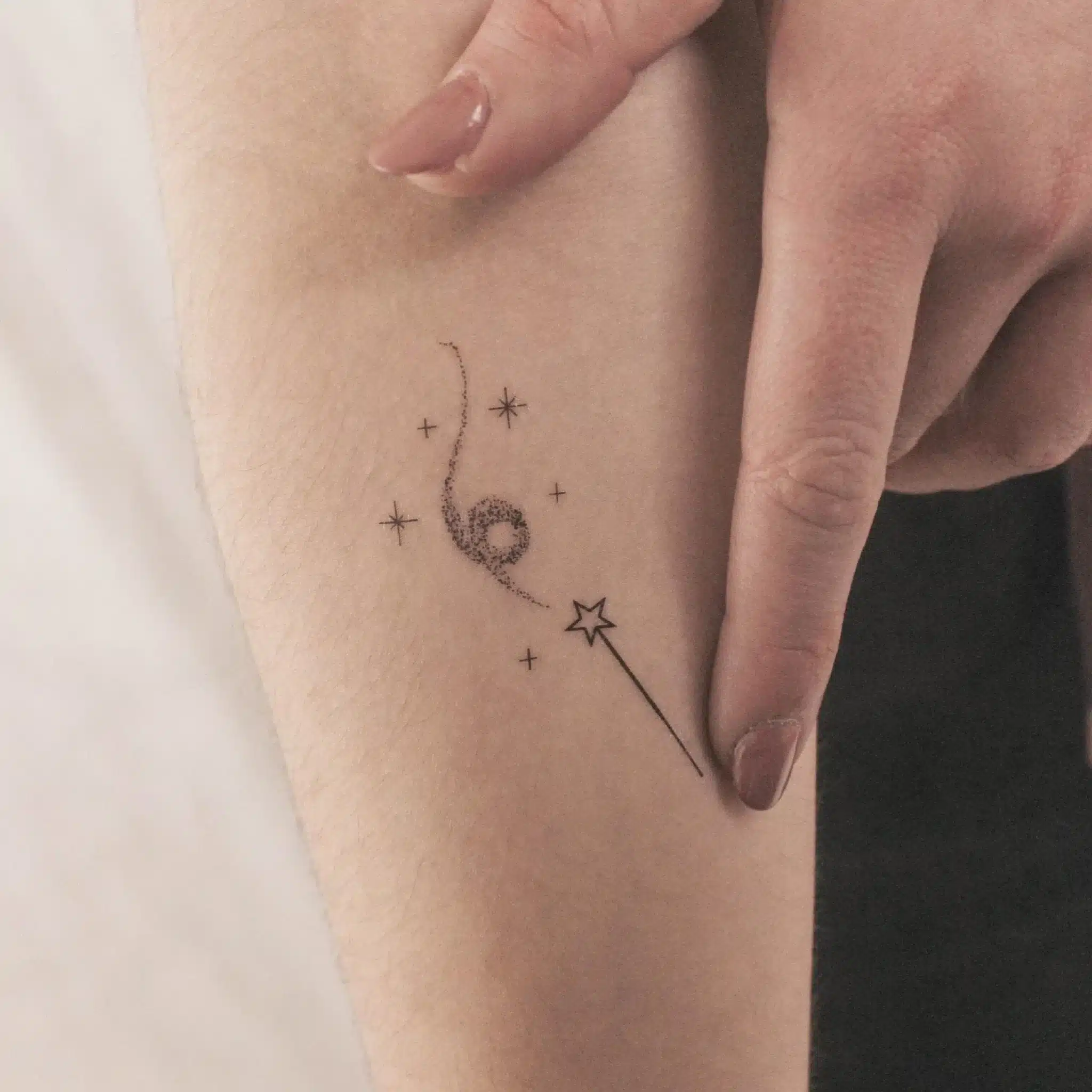 magical creature wrapped around a wand