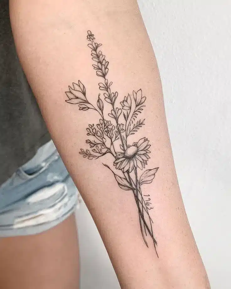 flower line tattoo