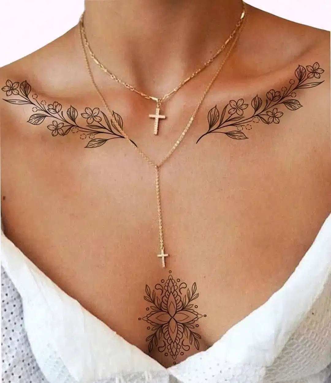Symmetrical floral tattoo