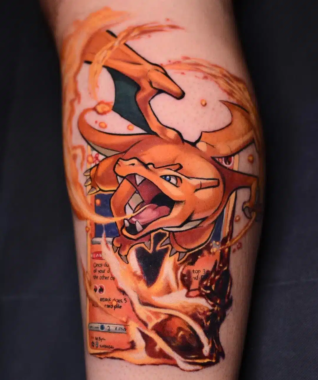 A fake holographic sticker-style tattoo