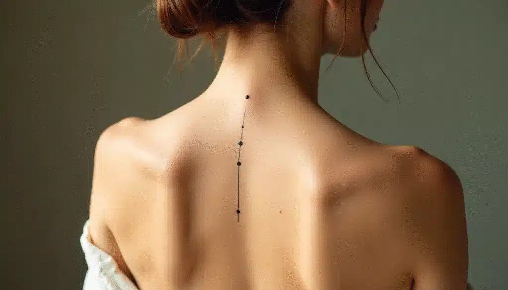 minimalist spine tattoo
